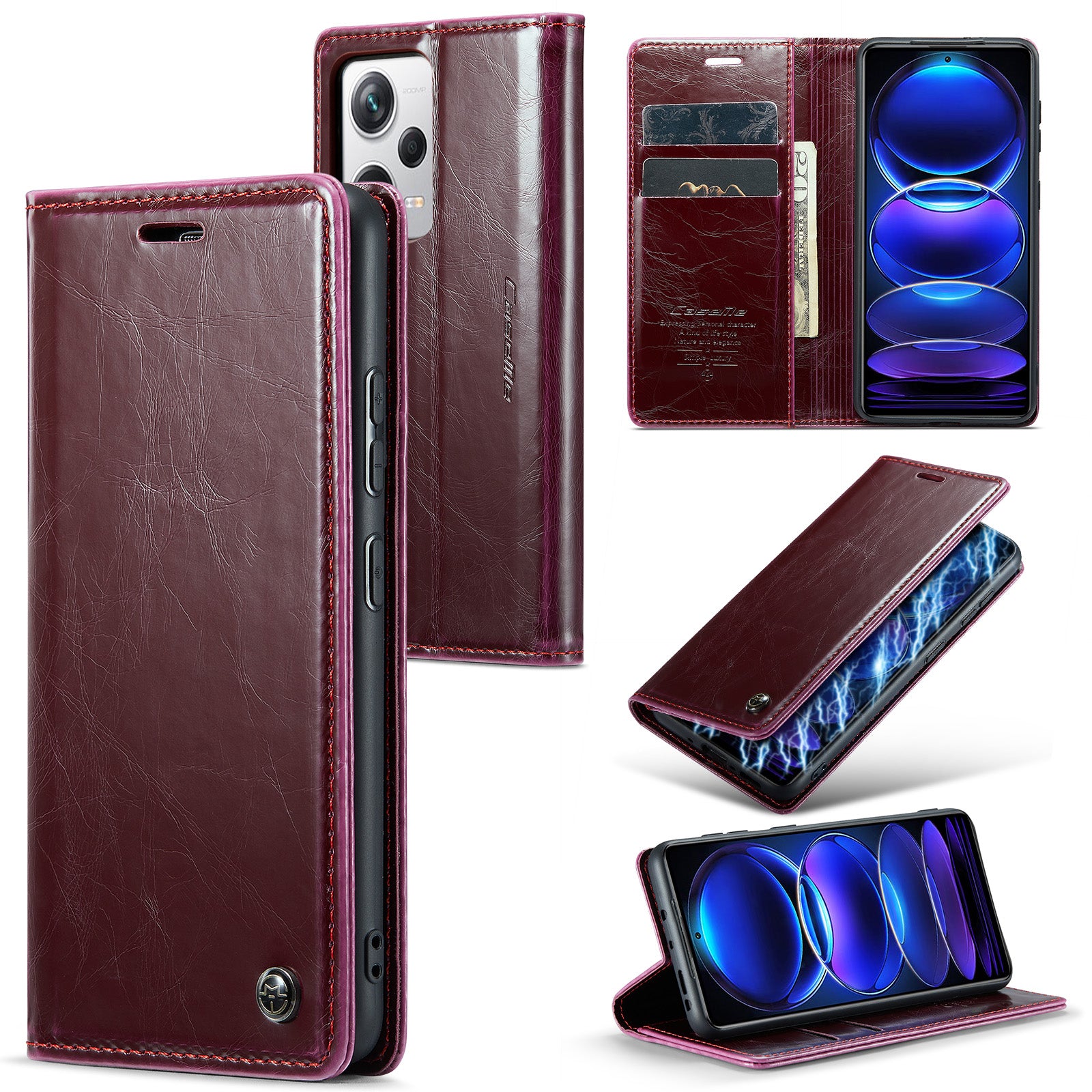 CASEME 003 Series For Xiaomi Redmi Note 12 Pro 5G PU Leather Phone Cover Waxy Texture Phone Case with Wallet Stand CASEME 003 Series For Xiaomi Redmi Note 12 Pro 5G PU Leather Phone Cover Waxy Texture Phone Case with Wallet Stand